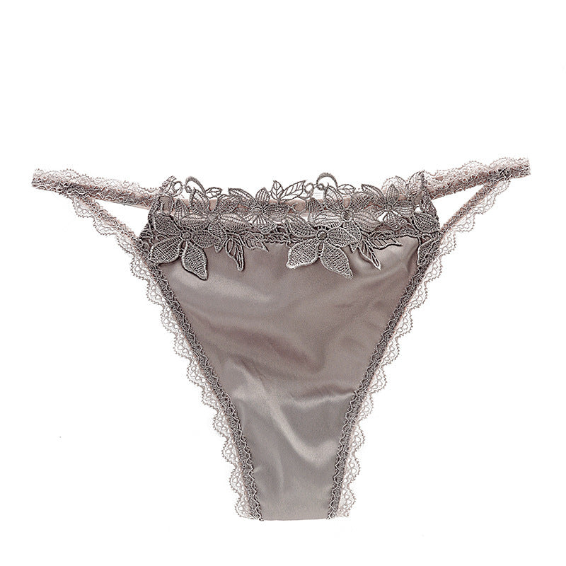 Cotton Lace-Trim Thongs
