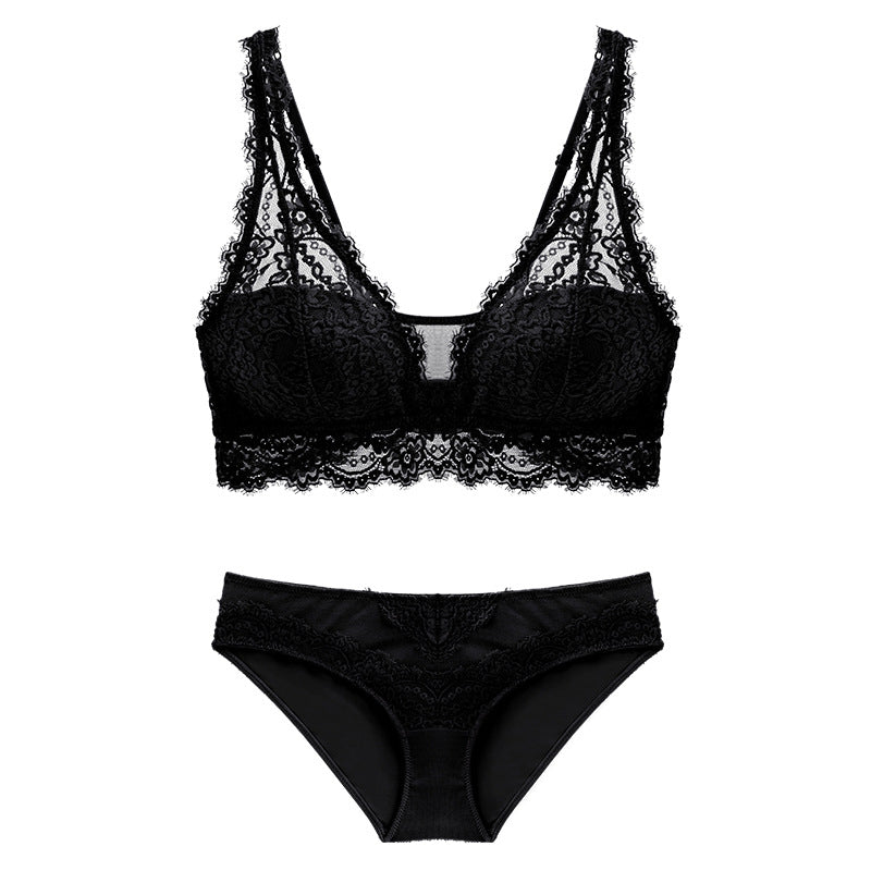 Lace Gather Bra Set