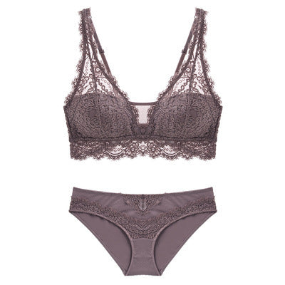 Lace Gather Bra Set