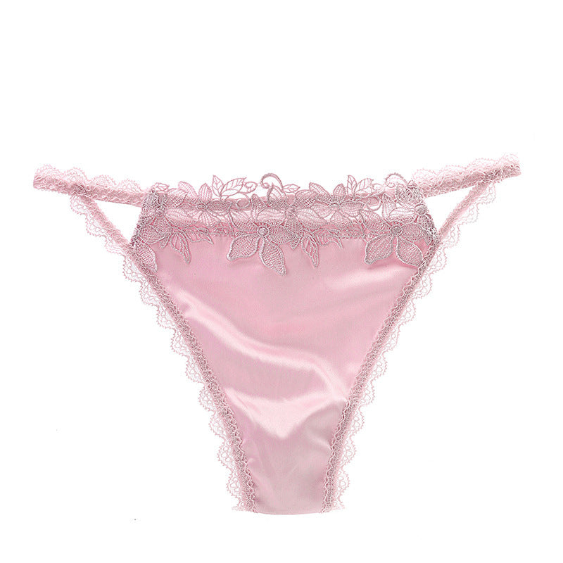 Cotton Lace-Trim Thongs