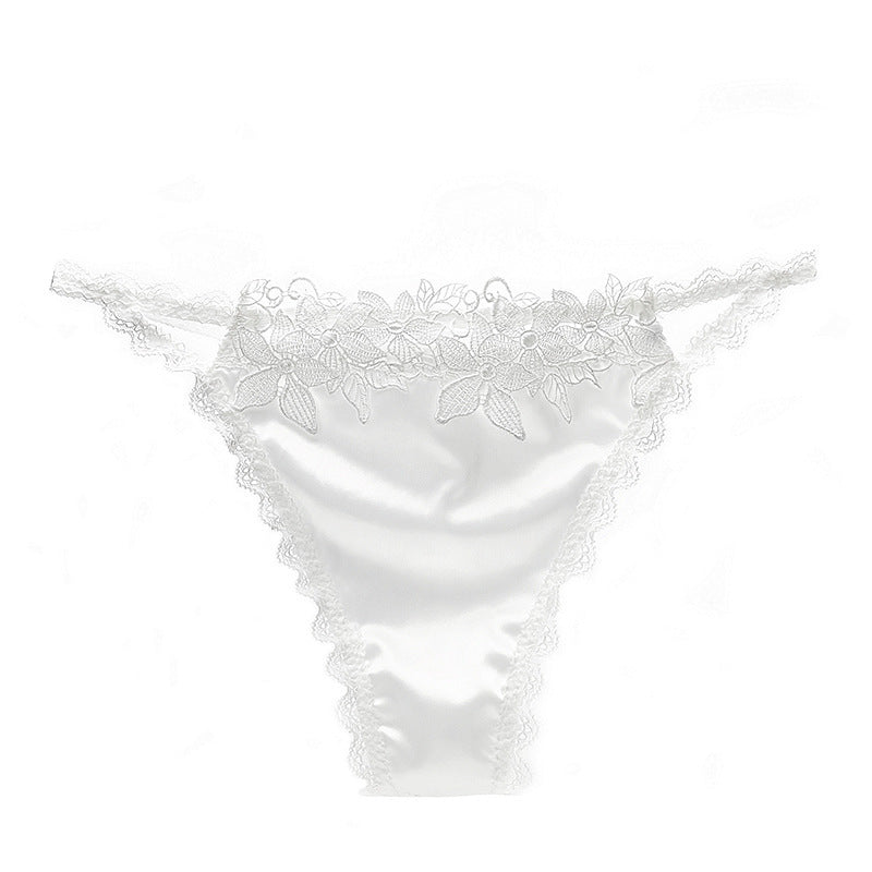Cotton Lace-Trim Thongs