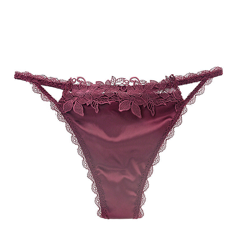 Cotton Lace-Trim Thongs