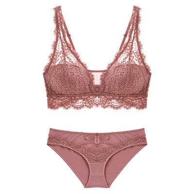 Lace Gather Bra Set