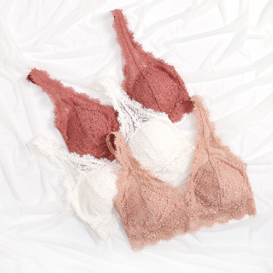 Lace Gather Bra Set